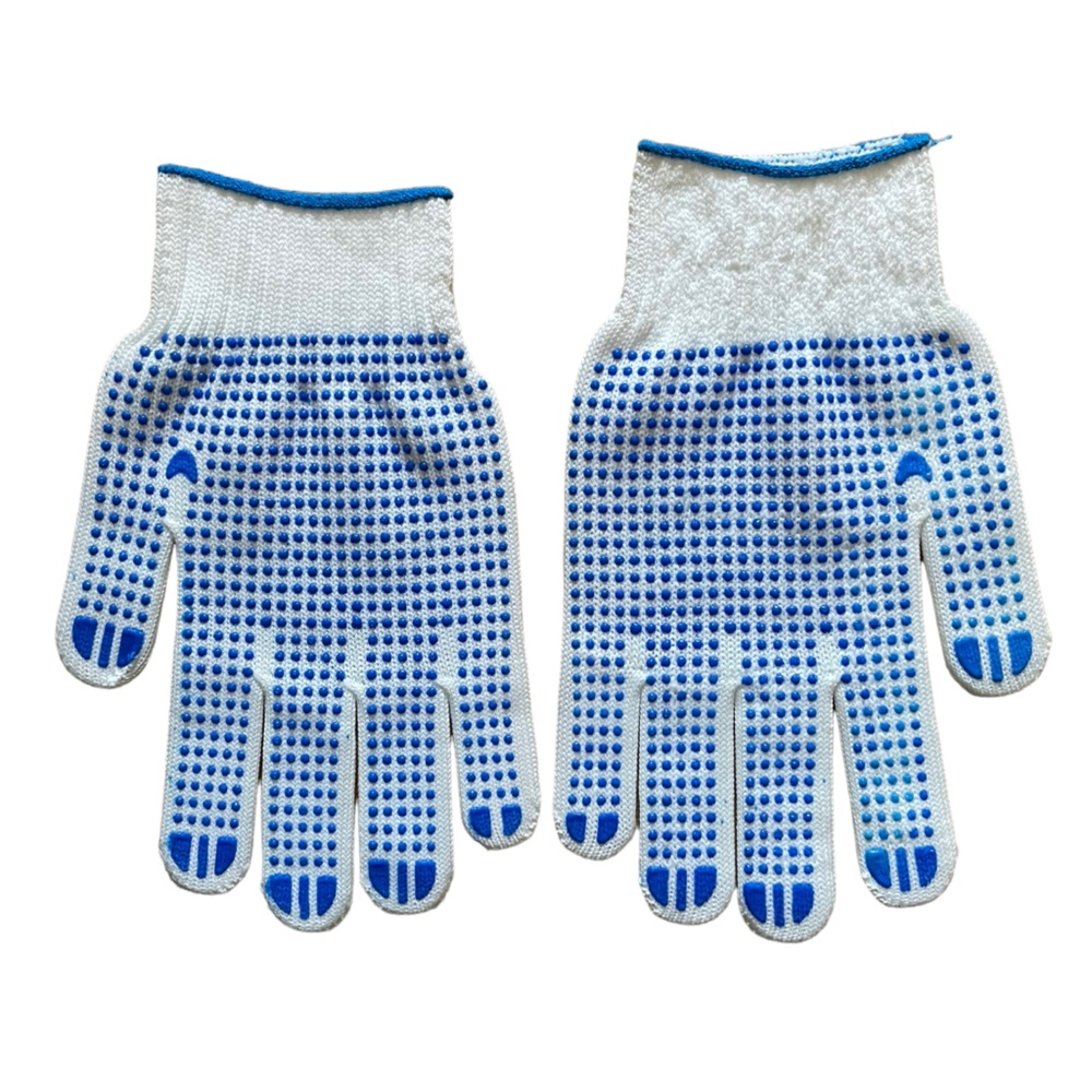 Blue White Gloves Palm and Finger Grips Golf Gardening Work Unisex Medium Large